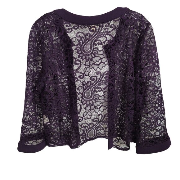 Maya Brooke Size 16 Jacket Whimsigoth Sheer Layer Lace Open Cardigan Purple - Picture 3 of 8